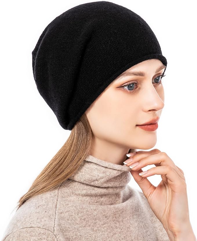 QUEENFUR Knit Slouchy Beanie Hats for Women Cashmere Ski Cap Knitted Wool Soft Warm Winter Hat