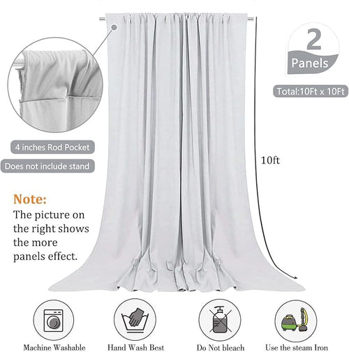 10 x 10 Feet Silver Backdrop Curtain for Partie, Background Curtains for Photoshoot, Birthday, Wedding, Halloween, Thanksgiving, Christmas, New Year Party Decorations 5Ft x 10Ft, 2 Panels