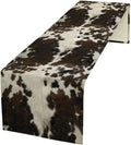 Cow Print Table Runner, Brown Cowhide Print Western Style Table Runner Country Farmhouse Cottage Cow Patten Table Decoration for Home Kitchen Dining, 13x90 Inch