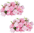 NUPTIO Flower Ball Arrangement Bouquet - 2 Pcs 14.2 inch Diameter Pink Fake Flowers Roses Balls for Centerpieces Tables - Artificial Rose Arrangements for Wedding Centerpiece Table Decorations