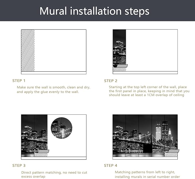 PYFFYP- Black City Night Wallpaper murals for Living Room(Not Peel and Stick)