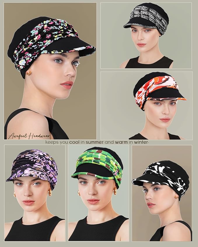 Chemo Headwear Viscose Newsboy Cap for Women Fall and Winter Hats