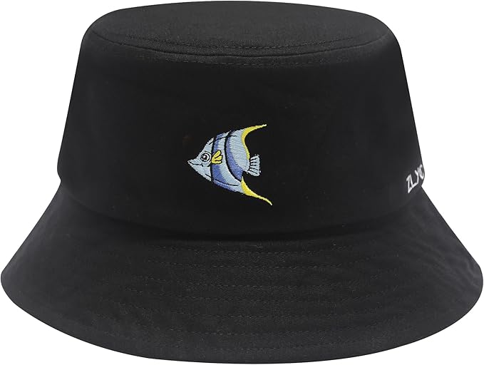 ZLYC Unisex Fashion Embroidered Bucket Hat Summer Fisherman Cap for Men Women