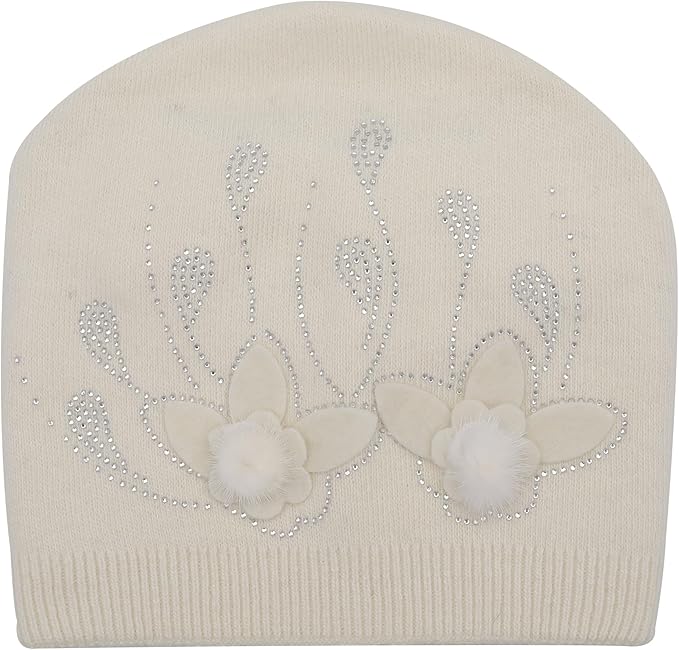 ZLYC Women Floral Slouchy Beanie Hat Double Layer Winter Knit Skull Cap