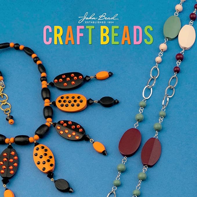 John Bead 90g Craft Beads Natural/Black/Brown/Dark Brown Wood Beads with Elastic Nylon Cord