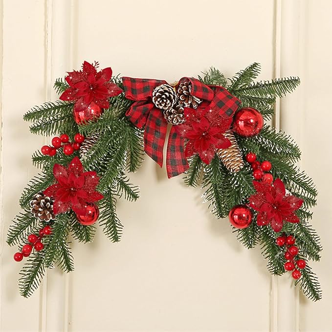 12 PCS Poinsettia Flower Artificial Red Christmas Flowers Artificial 5.5'' Glitter Poinsettias Artificial Christmas Tree Flower with Clips DIY Xmas Wreath Holiday New Year Home Party Decor