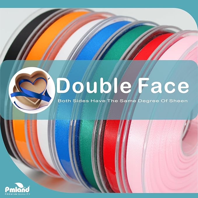 PMLAND Royal Blue Fabric Satin Ribbon 3/8'' Inch x 27 Yards Double Faced Use for Crafts Gift Wrapping Floral Bouquets Ornaments Hair Bows Party Decoration