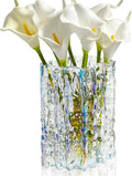 Aoderun Glass Vase Crystal Vase Heavy Duty Large Flower Vase for Dining Table Kitchen Office Home Shelf Wedding Living Room Centerpieces(Iridescent Clear)