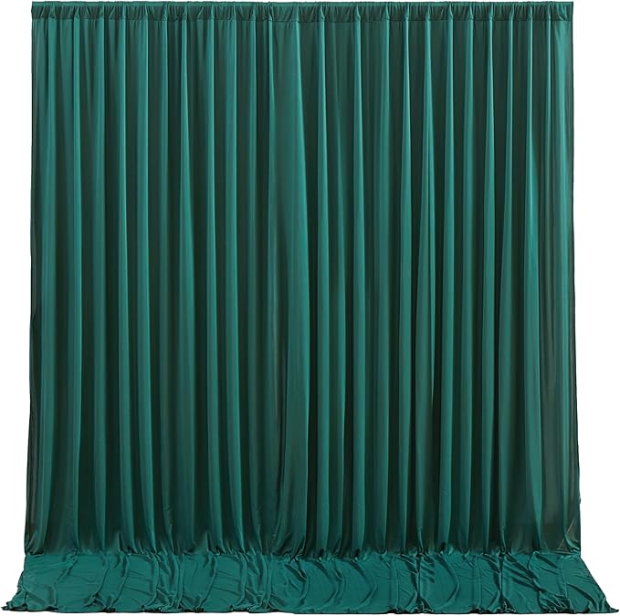 Hunter Green Backdrop Curtain-Wrinkle-Free Polyester Fabric Green Photography Curtains for Wedding Party Photo Background Decorations- 24 X10FT (Hunter Green)