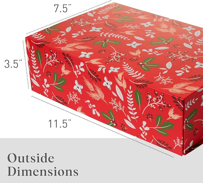 Christmas Gift Box with Magnetic Lid 3-Pack | Red Decorative Gift Boxes for Presents, Holiday Gifts, Treats, Ornaments, and Keepsakes. 11.5" x 7.5" x 3.5"