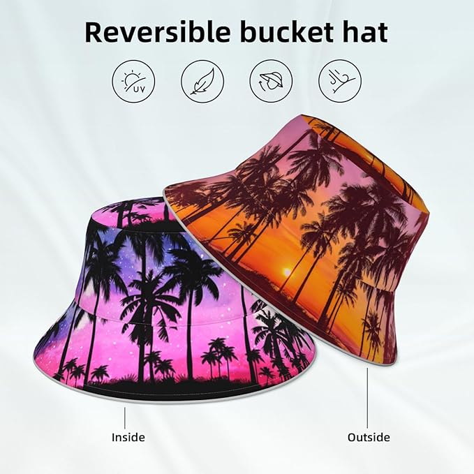 Hat Reversible Fisherman Hats Double Sided Wearing for Women Men Boys Girls