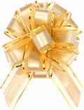 GWHOLE 30Pcs Large Gift Wrapping Bows, 5" Gold Ribbon Pull Bows for Gift Wrapping Wedding Holiday Decor