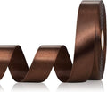 Brown Ribbon 1 Inch 60 Yards, Brown Satin Ribbon for Gift Wrapping, Flower Bouquet, Graduation Lei, Crafts, Baby Shower, Eternal Flower, Christmas and Wedding