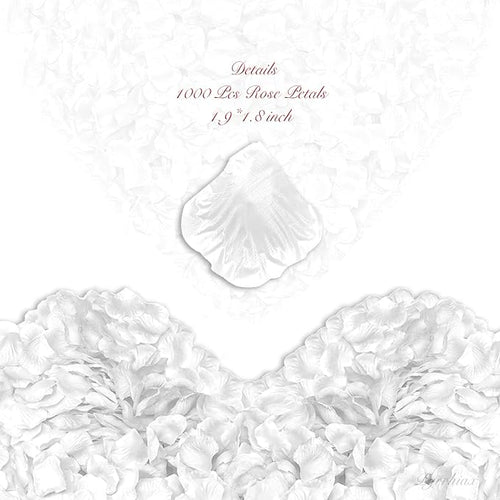 1000Pieces Rose Petals, Artificial Flower Petals Fake Rose Petals for Romantic Night,Wedding,Proposal Anniversary Flower Decorations (White)