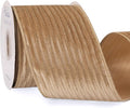 Ribbli Glossy Khaki Velvet Wired Ribbon 4 Inch Striped Velvet Christmas Ribbon for Gift Wrapping Christmas Tree Decoration Crafts Wreaths Supplies-Continuous 10 Yards