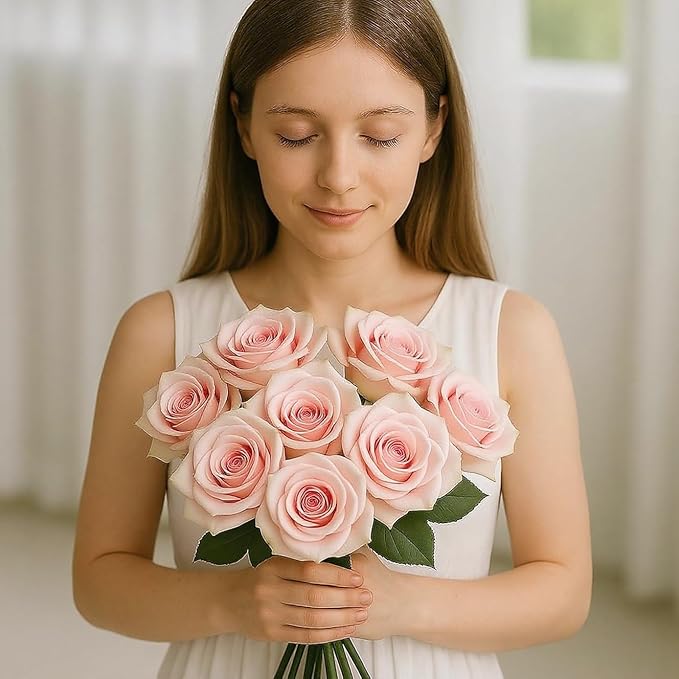 Pink Roses Artificial Flowers 15 PCS, Fake Roses Silk Flowers with Long Stems, Faux Rose for Wedding Centerpieces, Home Decor, Indoor Floral Arrangements, Party Decor, DIY Bouquet(Pink)