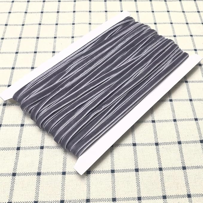 Chenkou Craft Grey 25 Yards 1/4" Velvet Ribbon Lots Bulk (Grey, 1/4"(6mm))