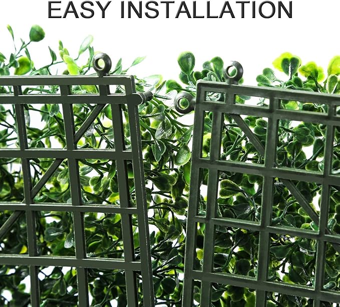 Sunnyglade 12 Pieces 10“x10“ Artificial Boxwood Panels Topiary Hedge Plant, Privacy Hedge Screen Sun Protected Suitable for Outdoor, Indoor, Garden, Fence, Backyard and Decor (10in x 10in)