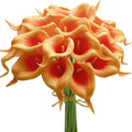 Mandy's PU Orange Calla Lily Artificial Flowers 20 Stems 13.5in Faux Realistic Centerpiece for Thanksgiving and Christmas Decorations DIY Bridal Bouquet Home Décor