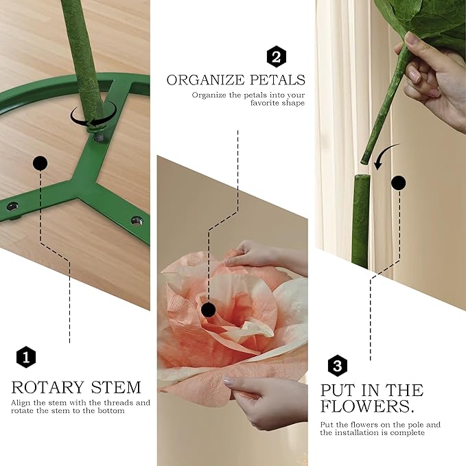 Giant Flowers for Decoration Big Flowers with Standing Base for Wedding Decorations, Handmade Artificial Rose Flower for Party & Banquet Decorations, Home Decorations, Baby Shower (Champagne)