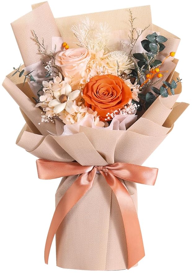 Jtoder Forever Flowers for Delivery, Preserved Flower Bouquets, Long Lasting Pink Roses, Gifts Bouquet for Mother Wife Girlfriend on Festivals Birthday Anniversary