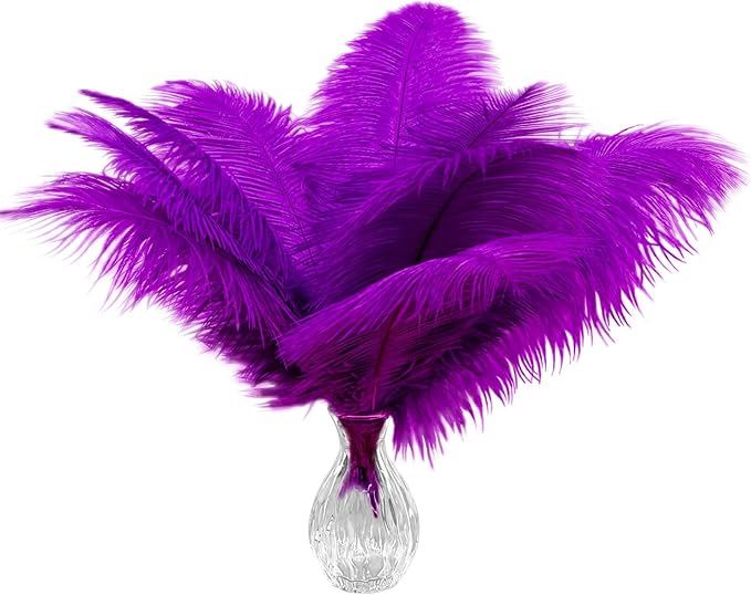Piokio 20 pcs Natural Purple Ostrich Feathers 12-14 inch(30-35 cm) Bulk for Wedding Party Centerpieces, and DIY Clothes Decoration, Gatsby Decorations