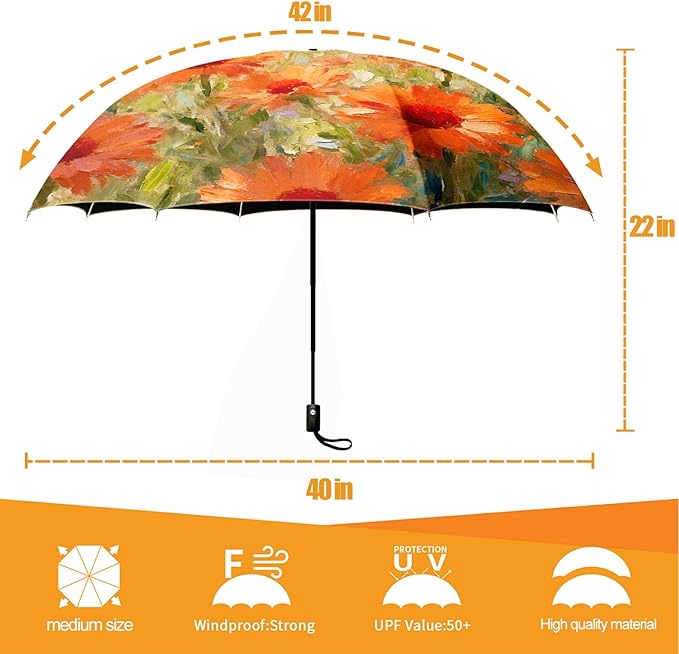 Small Compact Travel Automatic Folding Umbrella for Women, Portable Lightweight, Rain, Wind, UV Sun Shade