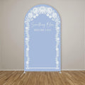 Something Blue Before I Do Arch Backdrop Cover Wedding Bridal Shower Bride to be Toile Party Arch Fabric Cover Blue Bloom Floral Baby Shower Decors (4X7.2ft,4287)
