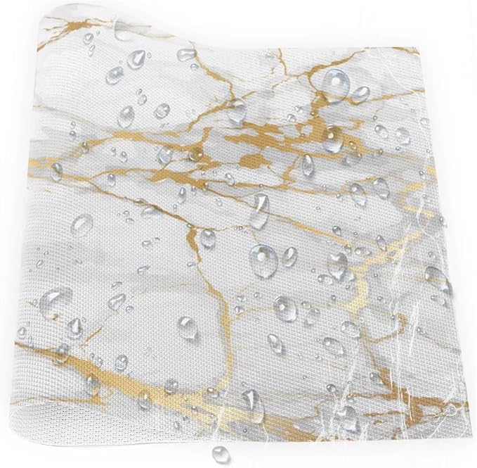 PVC Placemats Set of 4 White Gold Marble Wipeable Table Mats Washable Heat Resistant Non Slip Vinyl Dining Table Mat for Kithen Indoor Outdoor Patio Farmhouse Place Mats Decorative