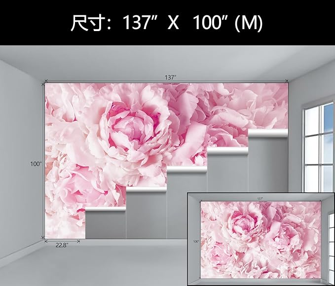 WFBHUA-Pink Floral Wallpaper Peel and Stick Peony Flower Self Adhesive Mural for Girl's Room Bedroom 137"x100"