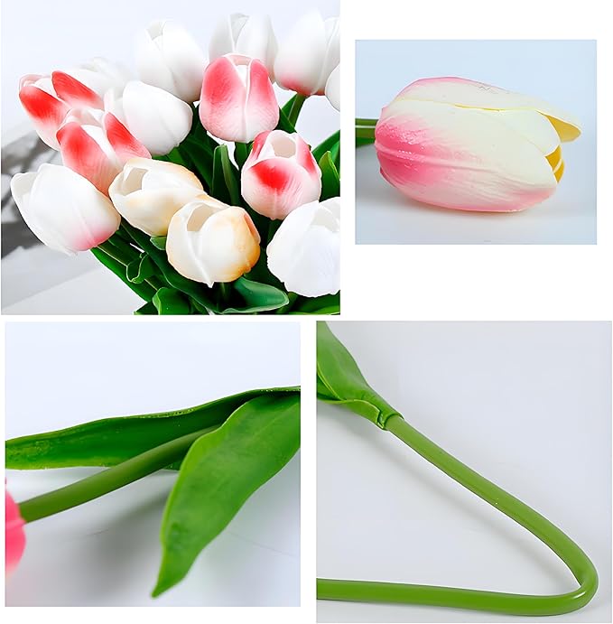 10 Pcs Blue Tulips Fake Artificial Flowers Real Touch 13" Silk Flower for Home Decor Wedding Bouquet Decorations Floral Arrangements