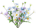 6 Pcs Artificial Daisy Flowers Outdoor Silk Flower Artificial Wildflowers for Decoration Bulk UV Resistant Faux Flowers for Vase Floral Arrangements Home Table Centerpieces Indoor Garden