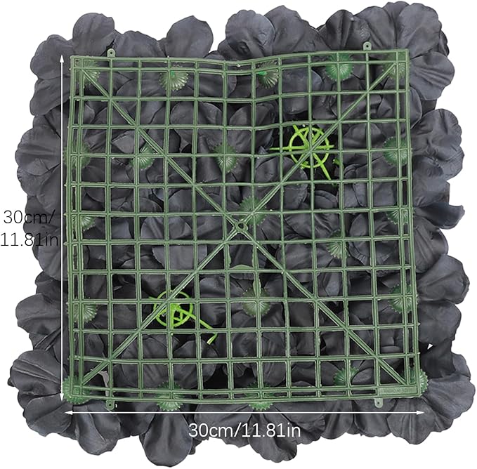 12 Pack Flower Wall Backdrop, 15x15 Inch Artificial Flower Wall Panels Black 3D Floral Backdrop Walls Silk Hydrangea Rose Walls for Decor Wedding Party