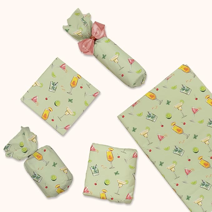 Pro Supply Global Cocktails Printed Tissue Paper for Gift Bags or Boxes and Wrapping - Bulk Decorative Art Tissue Paper for Packaging and Gifting | 24 Sheets 20" x 30"