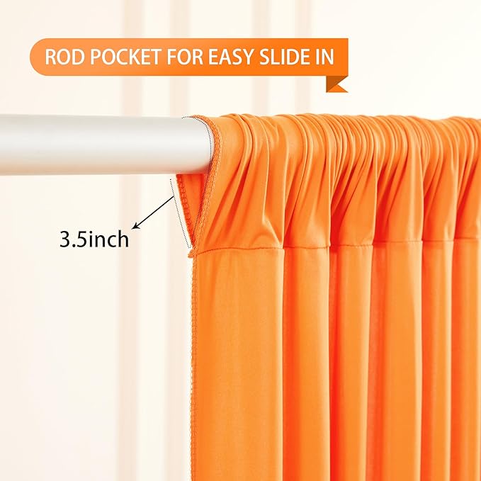 Orange Backdrop Curtain 2 Panels-Wrinkle-Free Champagne Curtains Polyester Photography Drapes for Baby Shower Birthday Party Photo Background Backdrop Stand- 8 X10FT (Orange)