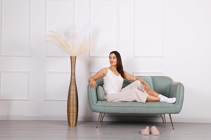 Leewadee Decorative Tall Floor Vase for Living Room Decor, 41 inches, Gold, Resin