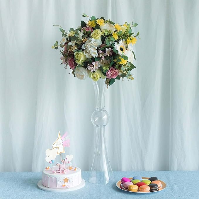Efavormart 4 Pack | 24" Tall Clear Reversible Latour Trumpet Glass Vases for Wedding Decoration