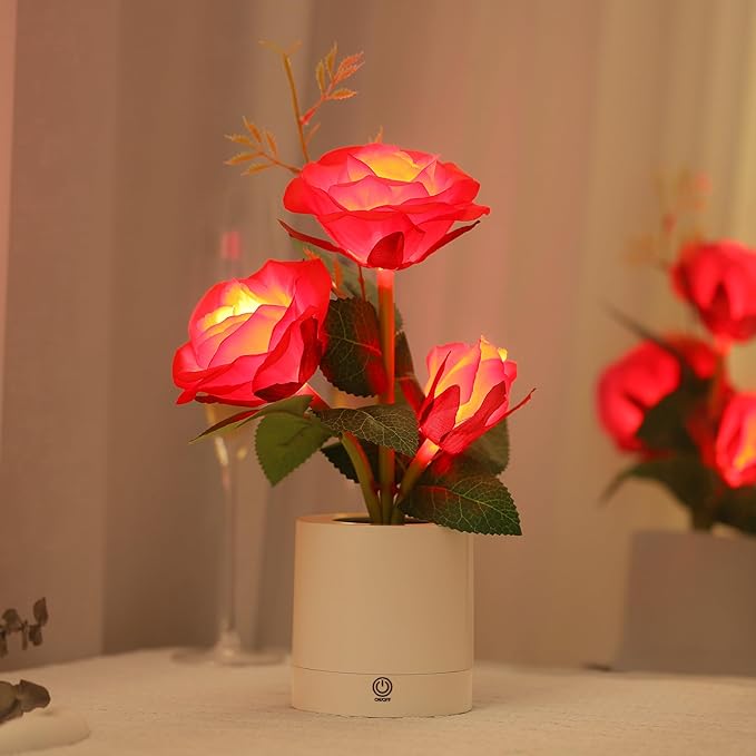 Sunflower LED Lamp for Womens Gifts, for Womens Mom Wife Friends Her Christmas Anniversary Birthday Gifts, Perfect Ideal for Bedroom Ambiance Charming Gifts (RED)