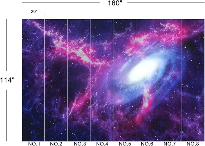 Cliouar-Space Background with Nebula and Galaxy Peel and Stick 160" x 114"