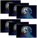 Blue Peacock Placemats Set of 6, Peacock Tree Place Mats Washable Double-Sided Table Mats for Kitchen Dining Room Home Party Indoor Decor 6 PCS 12x18 Inch