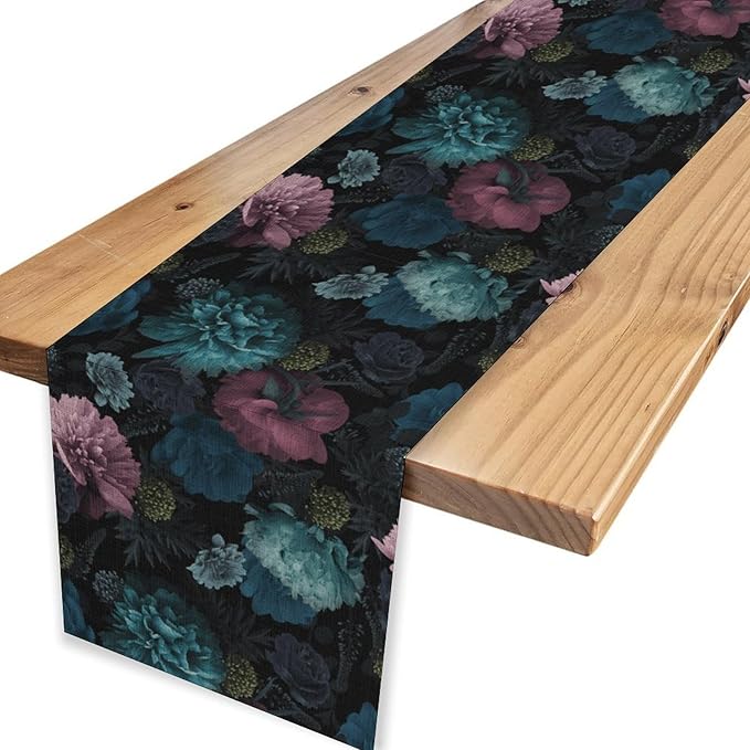 Vintage Floral Table Runner, Rustic Retro Boho Floral Print Coffee Table Center Decor for Home Kitchen Dining Patio Holiday Party Indoor Outdoor Table Decorations 13x108 inch