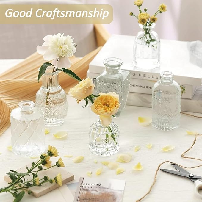 Glass Bud Vases Set of 36PCS, Small Flower Vases for Wedding Centerpiece Table Decoration, Vintage Vase in Bulk for Flower Arrangements, Mini Vase for Birthday Party, Festival Home Decor,Clear
