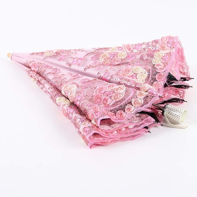 Honeystore Flower Lace Parasols for Wedding Party Lace Bridal Umbrella