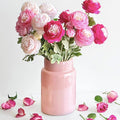 BLOFLO Pink Glass Vase, 9 Inch Large Glass Vase for Flowers, Modern Thick Glass Flower Vases for Centerpieces, Decorative Glass Cylinder Hydroponic Vase for Wedding, Home, Office (Pink, 9Inch)
