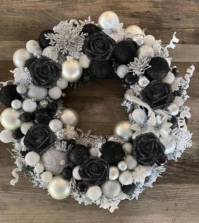 Black Glitter Roses,50PCS Fake Roses 2.76" Foam Flowers Artificial Roses Artificial Flowers for Wedding Christmas DIY Wreath Home Table Floral Arrangement(Black)