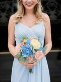 Rinlong Wedding Bouquets for Bridesmaids Bride Pastel Pink Blue Artificial Flowers Bridesmaids Bridal Bouquet for Wedding Prom Homecoming