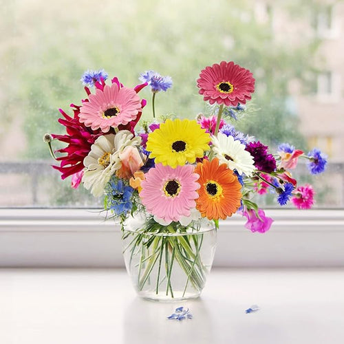 15 Pcs Artificial Gebera Daisies Flowers Fake Daisy Real Touch PU Faux Flowers Bouquet for Indoor Home Arrangements Vase Wedding Party Table Centerpiece DIY Floral Decor