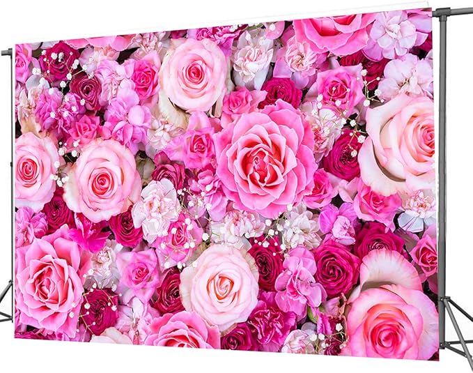 CHAIYA 7x5ft Flower Backdrop Rose Flowers Floral Wall Photography Background Birthday Baby Shower Wedding Party Banner Spring Tea Party Backdrop Photo Booth Props CY355
