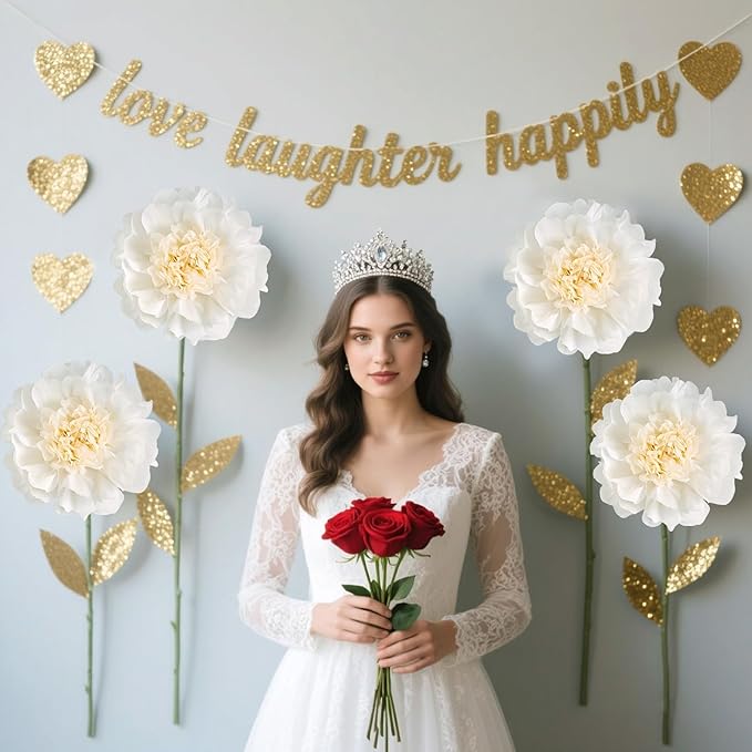 PATTEPOINT 12PCS White Paper Flowers Decorations for Wall Giant Tissue Paper Flowers 12'' White Giant Crepe Artificial Flowers Large Flowers for Wedding Birthday Baby Shower Party Home Decor Supplies