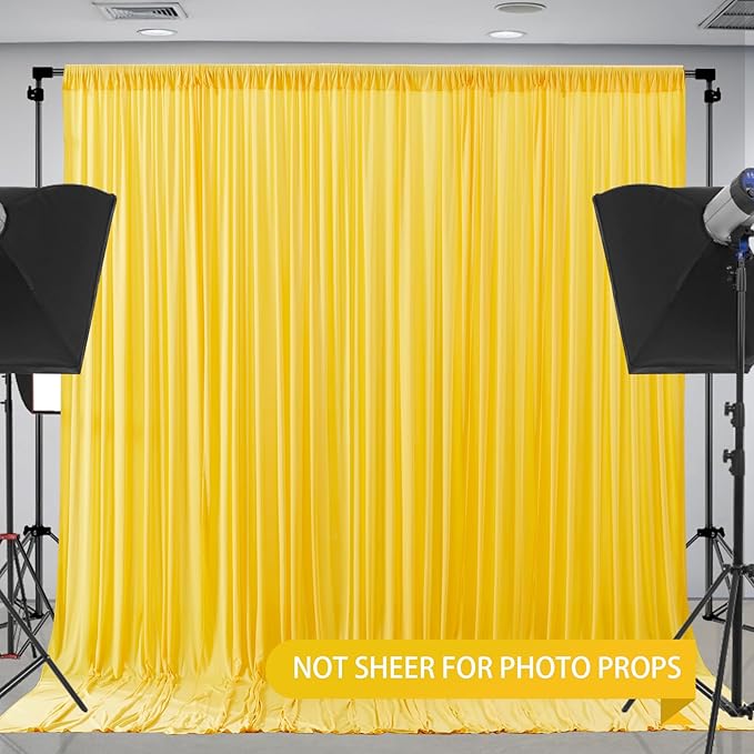 Yellow Backdrop Curtains-Wrinkle-Free Polyester Photography Drapes Party Curtain Background for Baby Shower Wedding Decorations- 16 X10FT (Yellow)